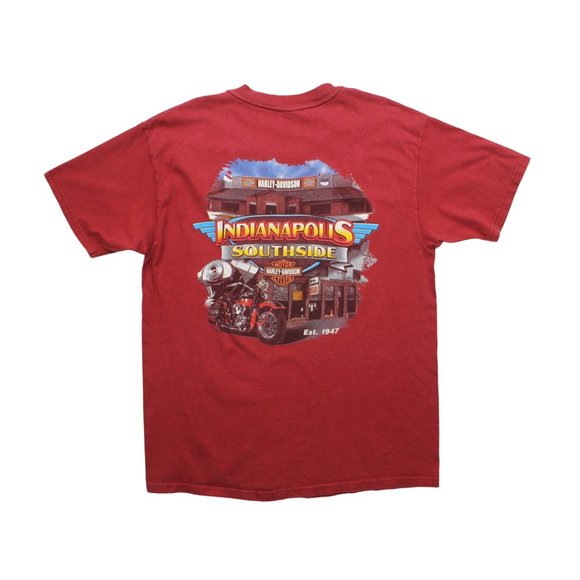 Harley Davidson Vintage 1999 Red Graphic Indianapolis Print Motorcycle T Shirt T - Picture 4 of 5